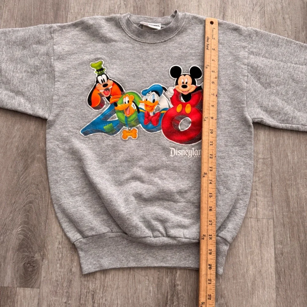 Disney Kids Disneyland Resort 2008 Mickey Mouse Goofy Gray Sweatshirt Size M